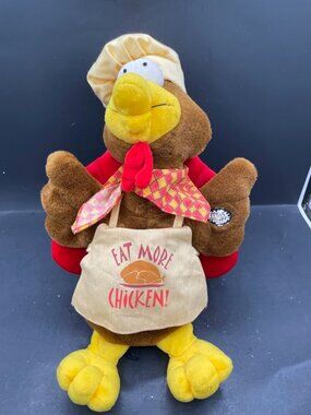 DanDee Plush Turkey Chef Plays The Chicken Dance Head Moves Animated Thanksgivin